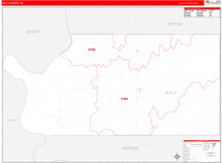 Sully County, SD Digital Map Red Line Style