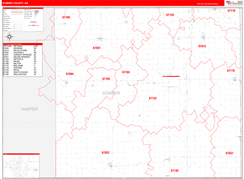 Sumner County, KS Digital Map Red Line Style