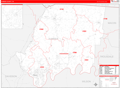 Sumner County, TN Digital Map Red Line Style