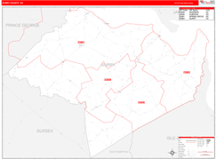 Surry County, VA Digital Map Red Line Style