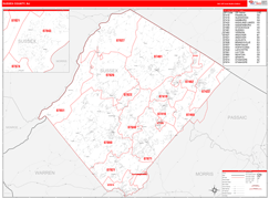 Sussex County, NJ Digital Map Red Line Style