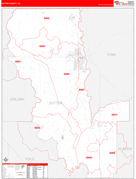 Sutter County, CA Digital Map Red Line Style