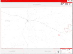 Sutton County, TX Digital Map Red Line Style