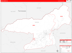 Swain County, NC Digital Map Red Line Style