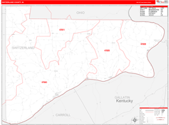 Switzerland County, IN Digital Map Red Line Style