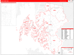 Talbot County, MD Digital Map Red Line Style