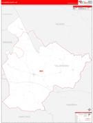 Taliaferro County, GA Digital Map Red Line Style