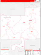 Tallahatchie County, MS Digital Map Red Line Style