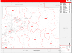 Taney County, MO Digital Map Red Line Style