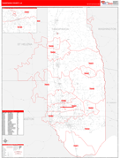 Tangipahoa Parish (County), LA Digital Map Red Line Style
