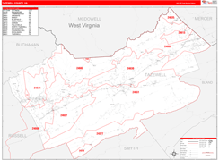 Tazewell County, VA Digital Map Red Line Style