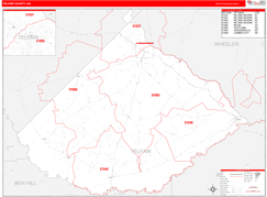 Telfair County, GA Digital Map Red Line Style