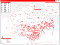 Terrebonne Parish (County), LA Digital Map Red Line Style