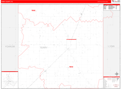 Terry County, TX Digital Map Red Line Style
