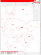 Texas County, MO Digital Map Red Line Style