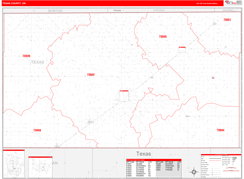 Texas County, OK Digital Map Red Line Style