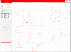 Thomas County, KS Digital Map Red Line Style