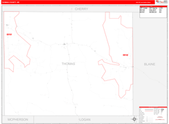 Thomas County, NE Digital Map Red Line Style