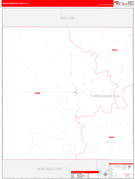 Throckmorton County, TX Digital Map Red Line Style