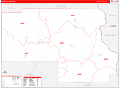 Thurston County, NE Digital Map Red Line Style