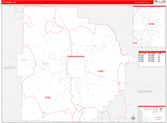 Tift County, GA Digital Map Red Line Style