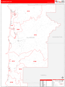 Tillamook County, OR Digital Map Red Line Style