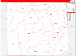 Tioga County, PA Digital Map Red Line Style