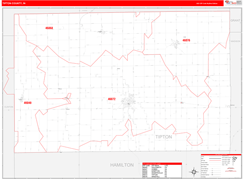 Tipton County, IN Digital Map Red Line Style