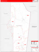 Tishomingo County, MS Digital Map Red Line Style