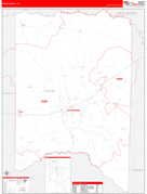 Titus County, TX Digital Map Red Line Style