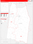 Toombs County, GA Digital Map Red Line Style