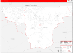 Towns County, GA Digital Map Red Line Style