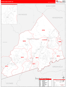 Transylvania County, NC Digital Map Red Line Style