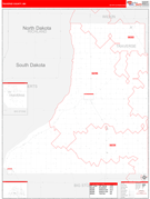 Traverse County, MN Digital Map Red Line Style