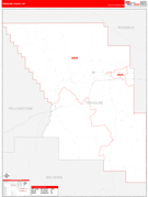 Treasure County, MT Digital Map Red Line Style