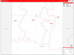 Trego County, KS Digital Map Red Line Style