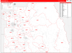 Tulare County, CA Digital Map Red Line Style