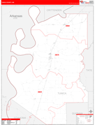 Tunica County, MS Digital Map Red Line Style