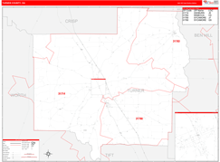 Turner County, GA Digital Map Red Line Style