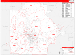 Tuscaloosa County, AL Digital Map Red Line Style