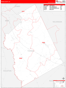 Twiggs County, GA Digital Map Red Line Style