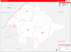 Tyler County, WV Digital Map Red Line Style