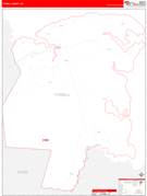 Tyrrell County, NC Digital Map Red Line Style
