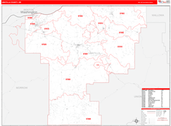 Umatilla County, OR Digital Map Red Line Style