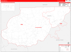 Union County, FL Digital Map Red Line Style