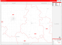 Union County, IA Digital Map Red Line Style