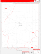 Union County, IN Digital Map Red Line Style