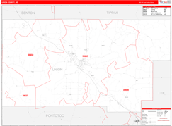 Union County, MS Digital Map Red Line Style