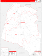 Union County, SC Digital Map Red Line Style