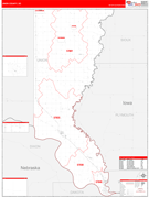 Union County, SD Digital Map Red Line Style